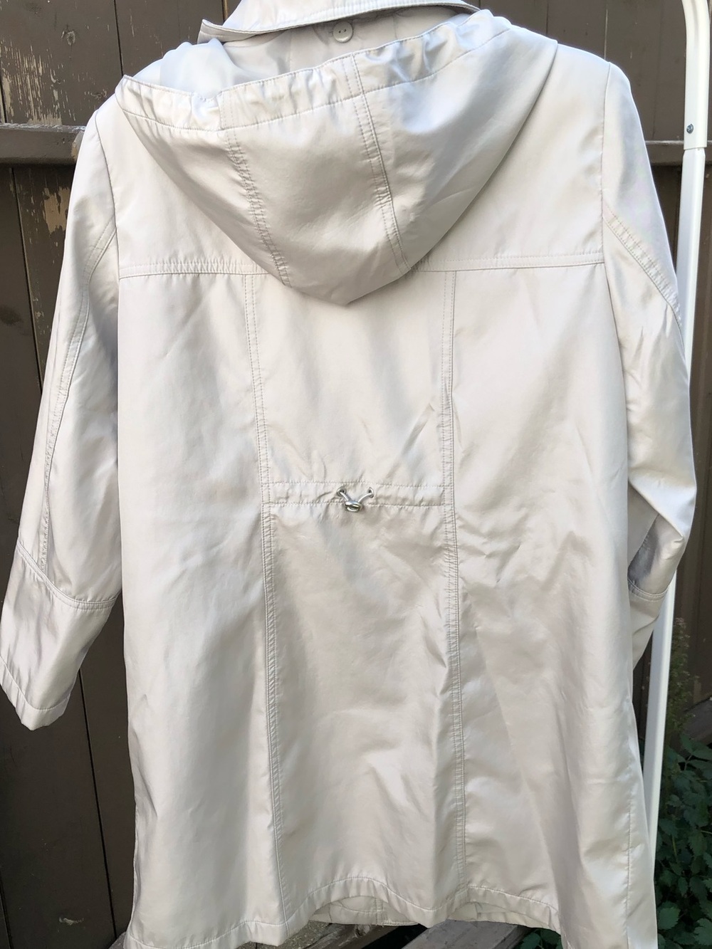 Classic Raincoat Cleo Petites Light Grey Trench Coat Jacket Removable Hood - Picture 4 of 9